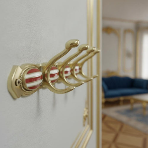 The Kasbah hook rack, enamel and rope border detail